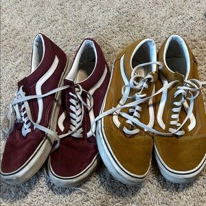 Vans Maroon and Yellow Sneakers